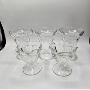 5 Vintage KIG Indonesia Ice Cream Sundae Parfait Footed Dessert Cups - 2 Sizes